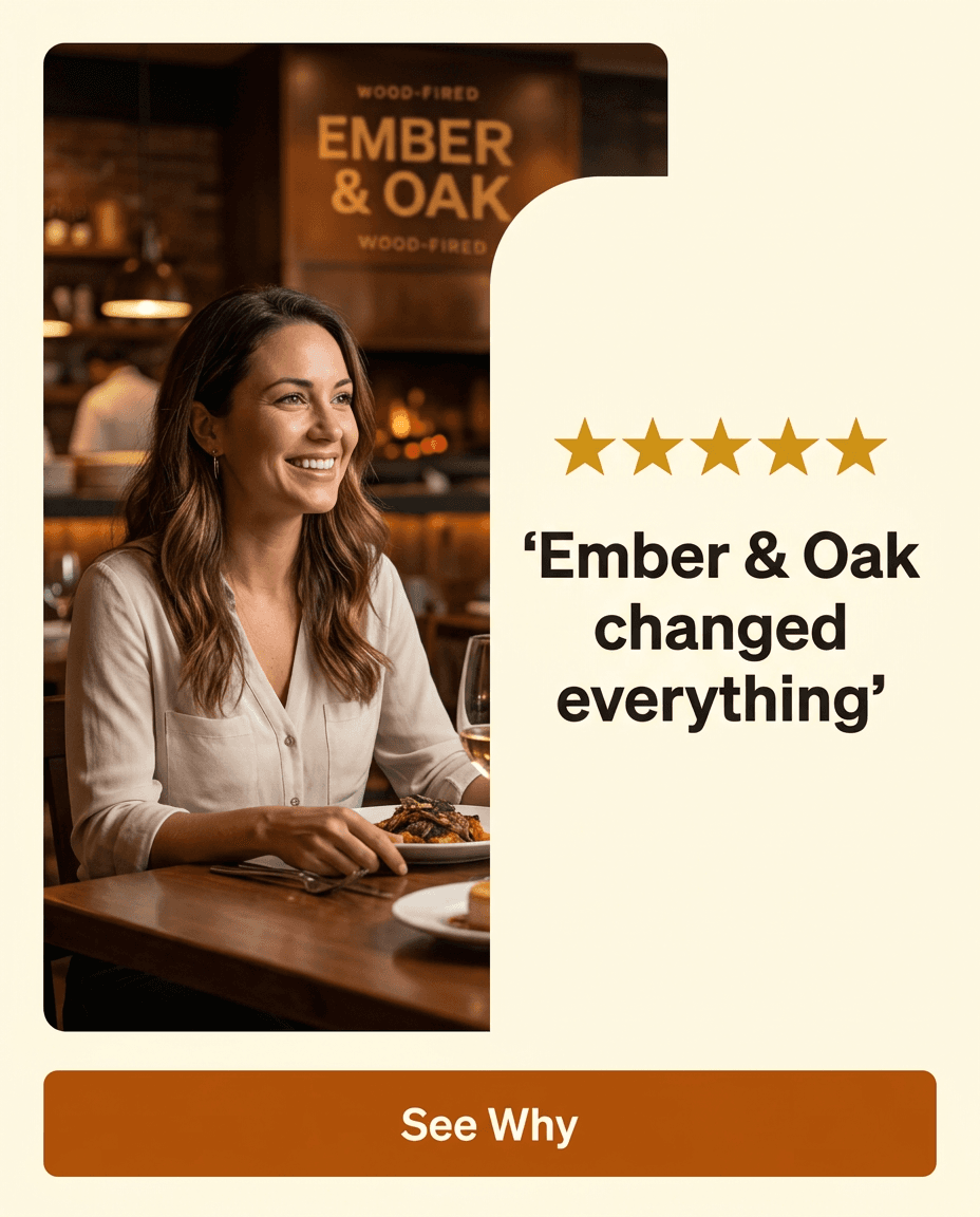 Restaurant Instagram ad example — Testimonial