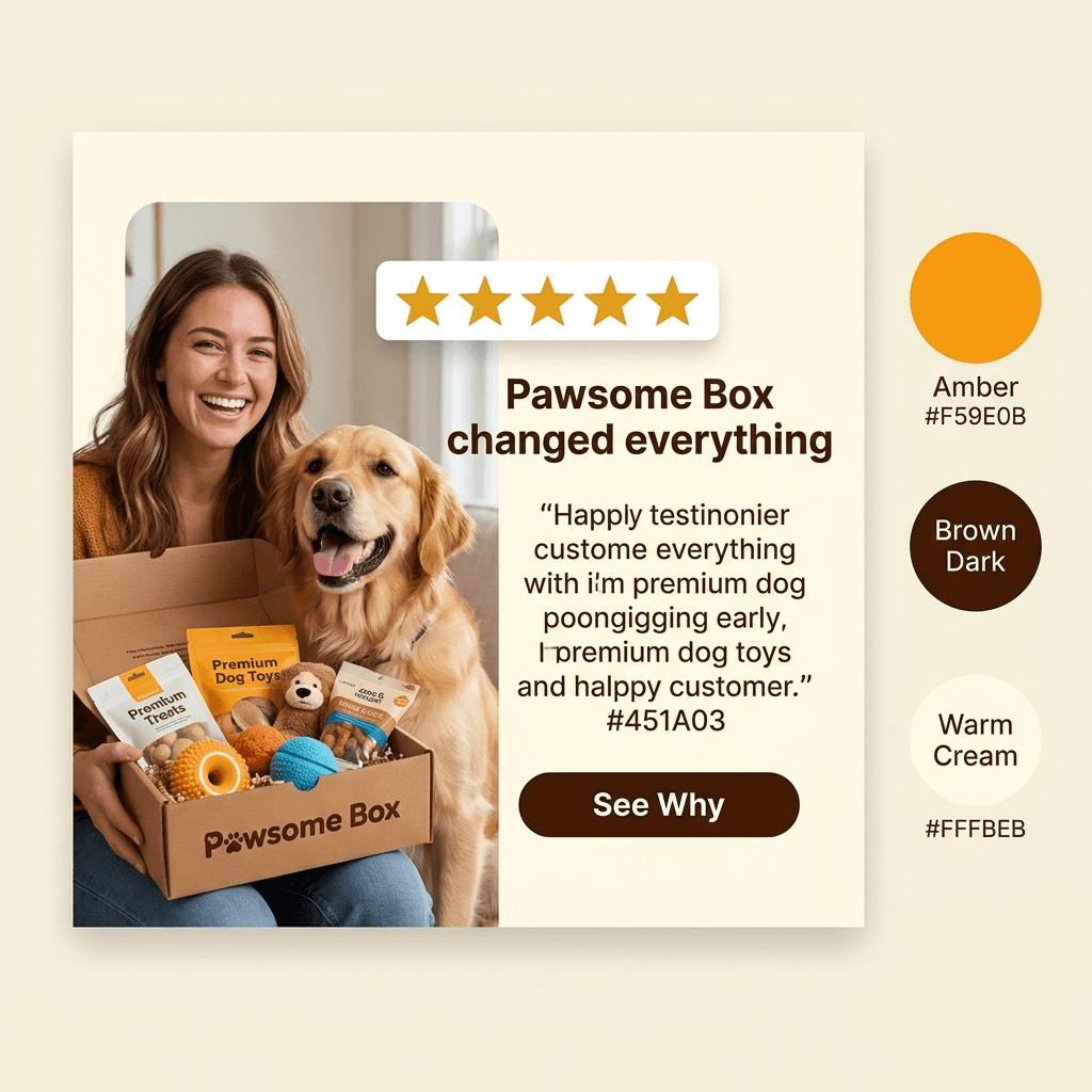 Pet Care Facebook ad example — Testimonial