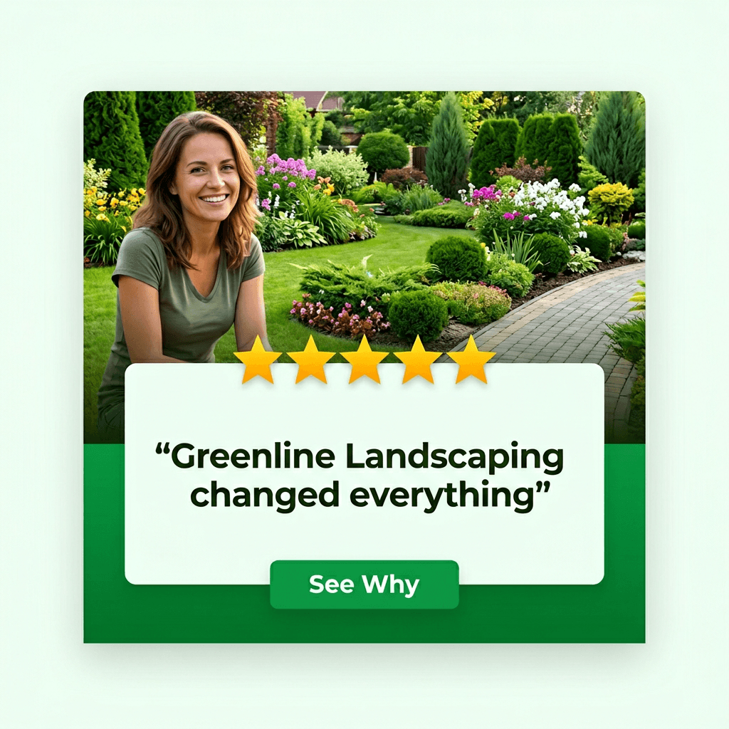 Landscaping Facebook ad example — Testimonial