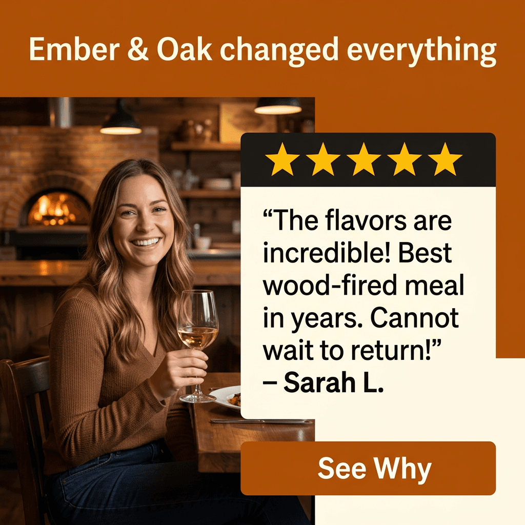 Restaurant LinkedIn ad example — Testimonial