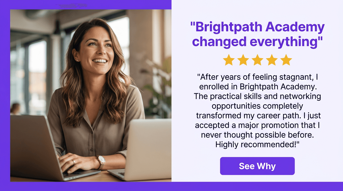 Education & Online Courses Google Display ad example — Testimonial