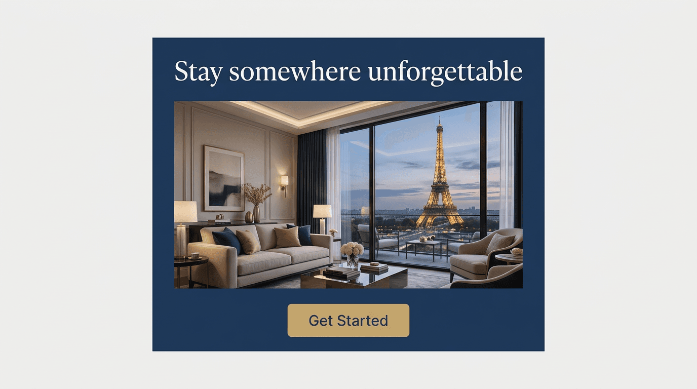 Hotel & Hospitality Google Display ad example — Product Hero