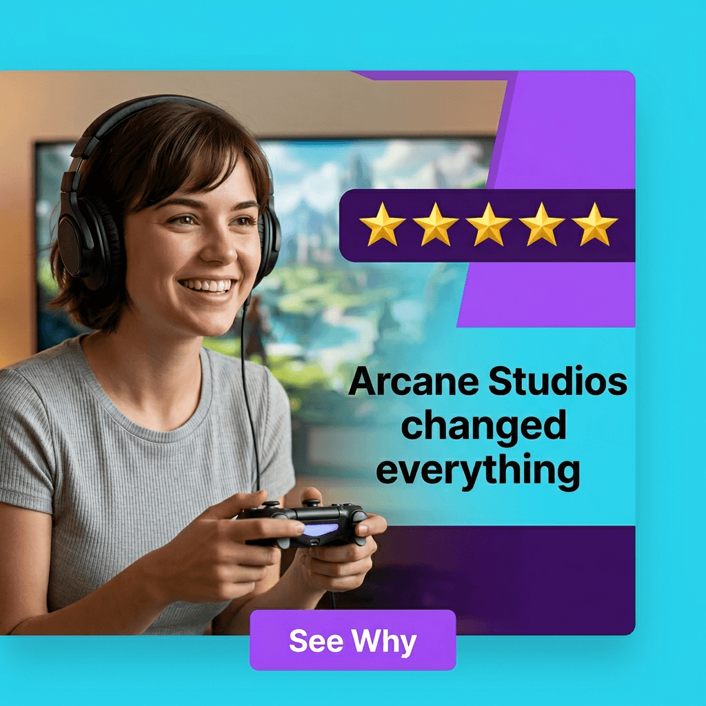 Gaming Facebook ad example — Testimonial